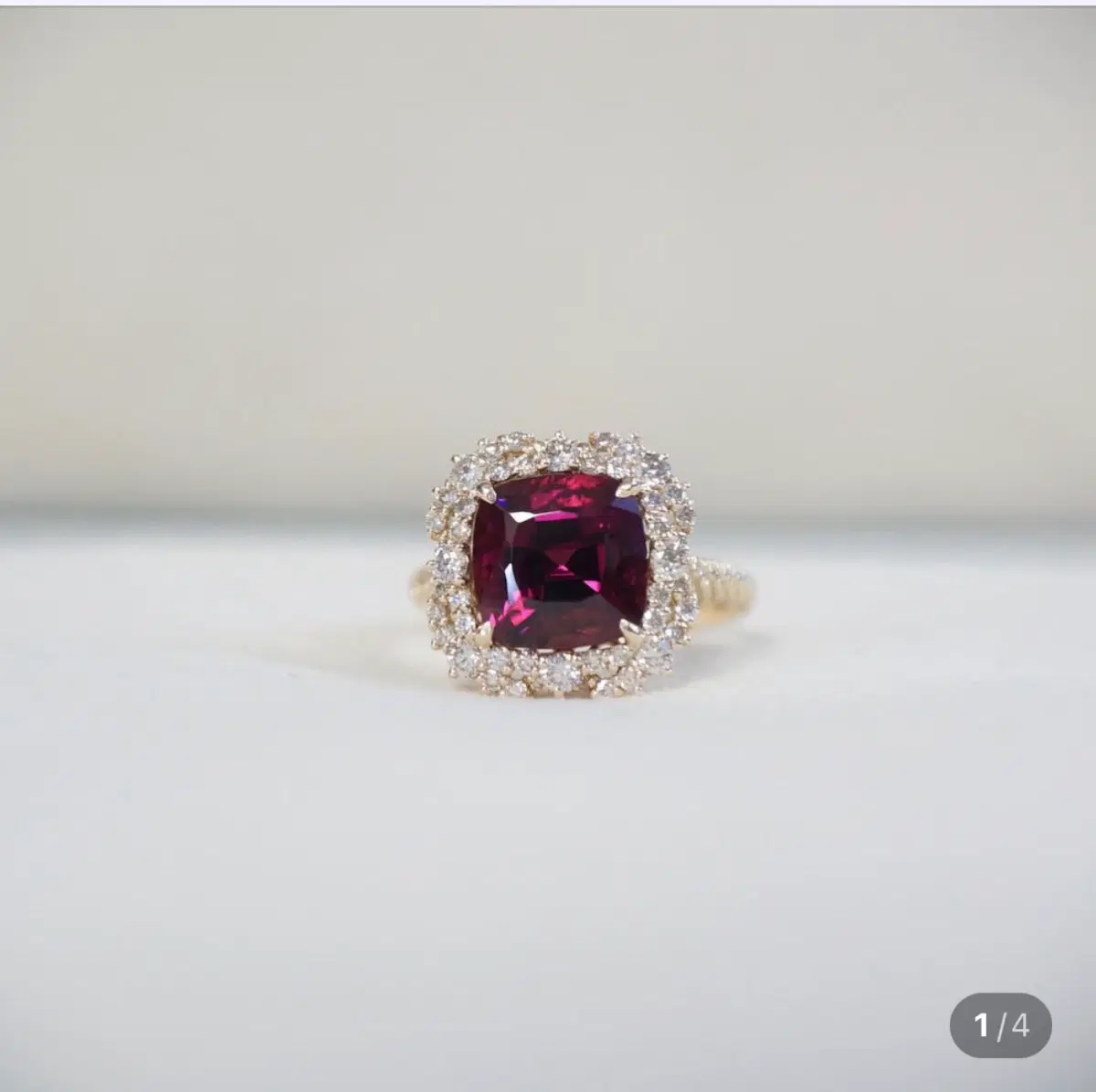 천연 로돌라이트 가넷 14k 반지 새상품