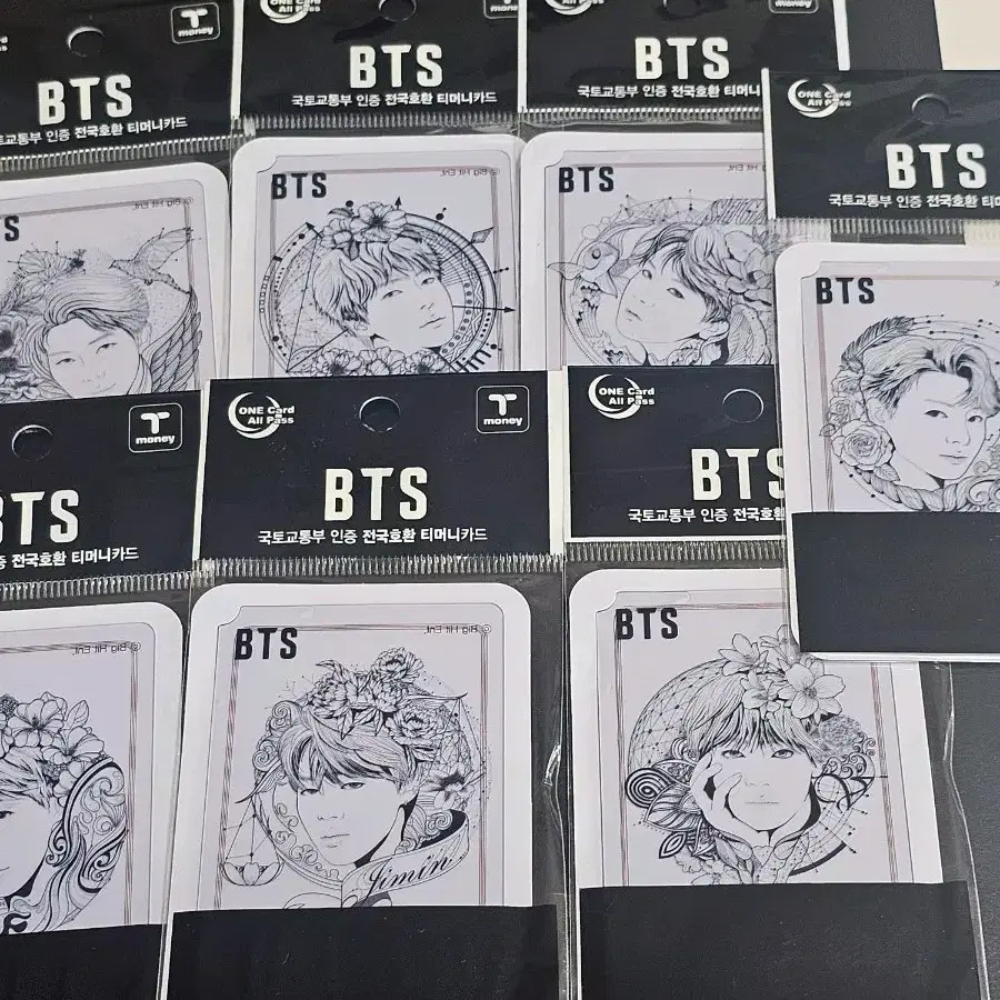 2019 bts 일러스트 투명 티머니 교통카드 한정판 일괄