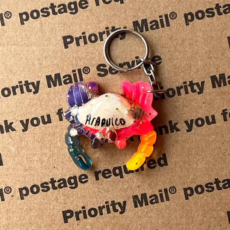 90s vtg Colorful crab Keyring