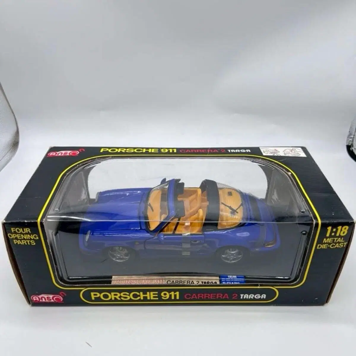 Anson 포르쉐 964 911 카레라 2 타르가 1:18 다이캐스트 블루