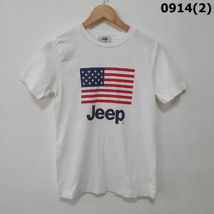 Jeep 반팔 티셔츠 흰색 성조기 프린트 90 s