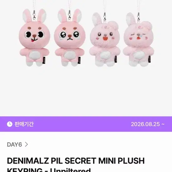 데이식스 원필 언필터드 시크릿 인형 키링 쿨쿨필 솔콘 md 판매
