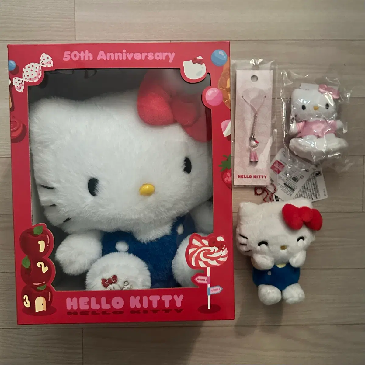 헬로키티 50주년 전시회 인형 마스코트 키링 키티스트랩 일괄