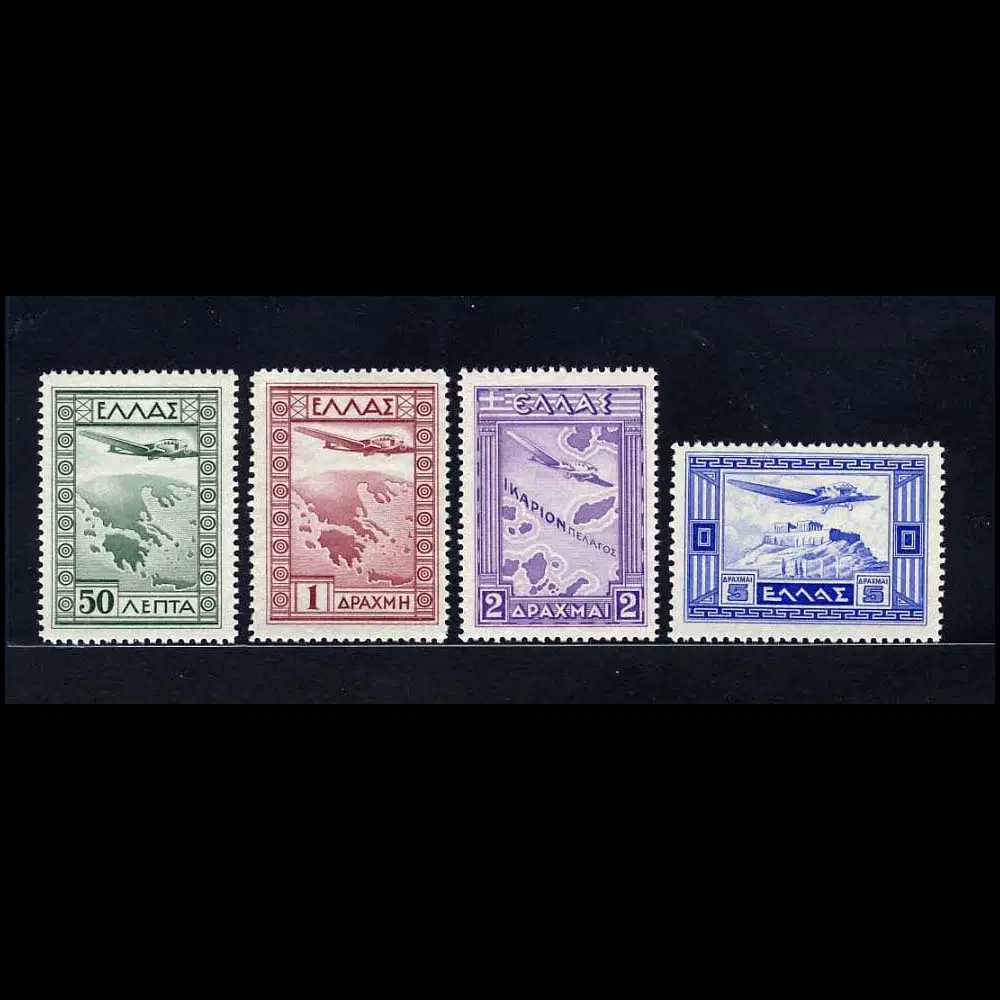 [BKstamp외국우표] 그리스 항공우표 비행기와지도 4종(1933년)