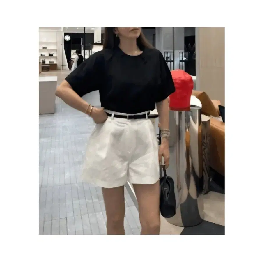 라쏭 핀턱 3부 팬츠 -화이트 ,M