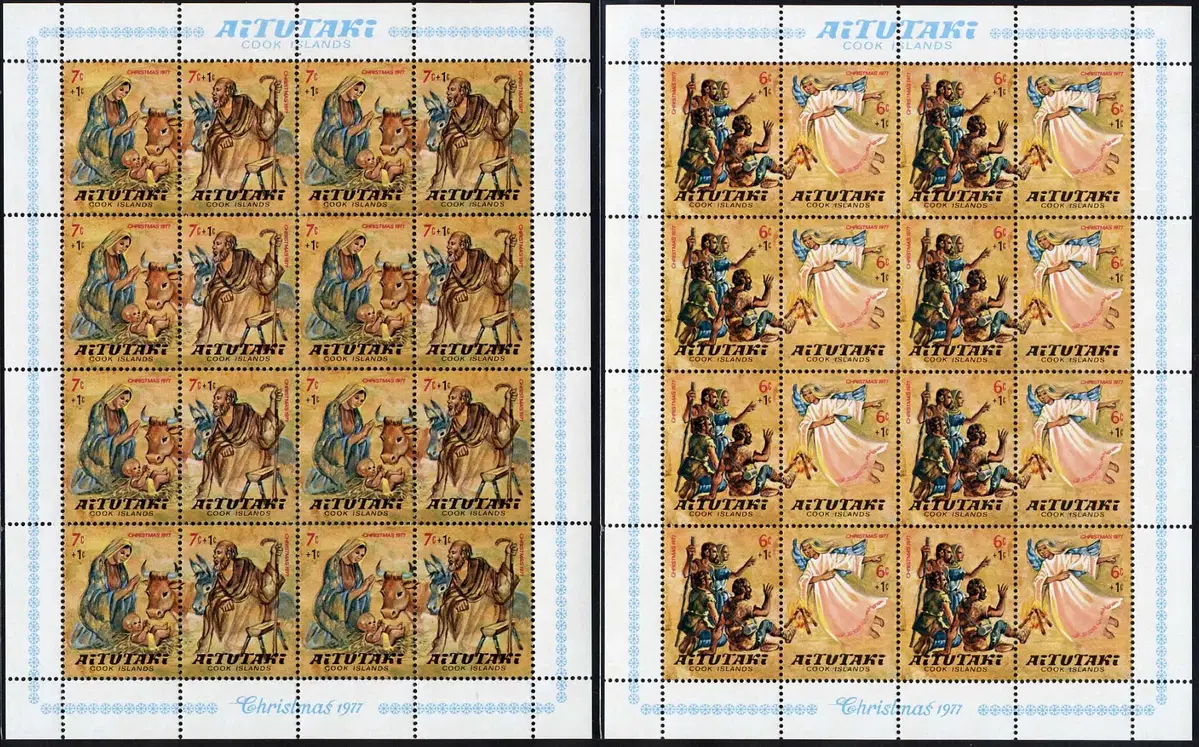 [BKstamp외국우표] 아이투타키 크리스마스 전지 4종류완(1977년)