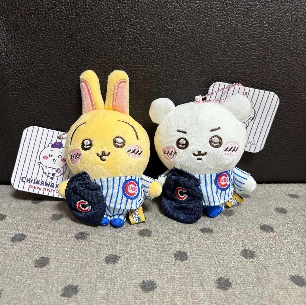 *새상품)치이카와 우사기 야구버전콜라보 인형키링세트