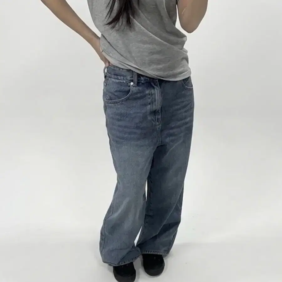 와이드 중청 데님 팬츠