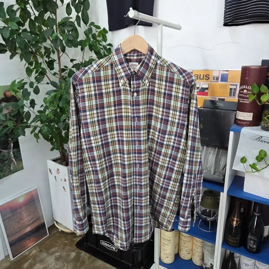 브룩스브라더스 버튼다운 마드라스 체크셔츠 S