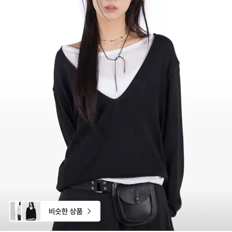 릿킴 딥 브이넥 니트 블랙