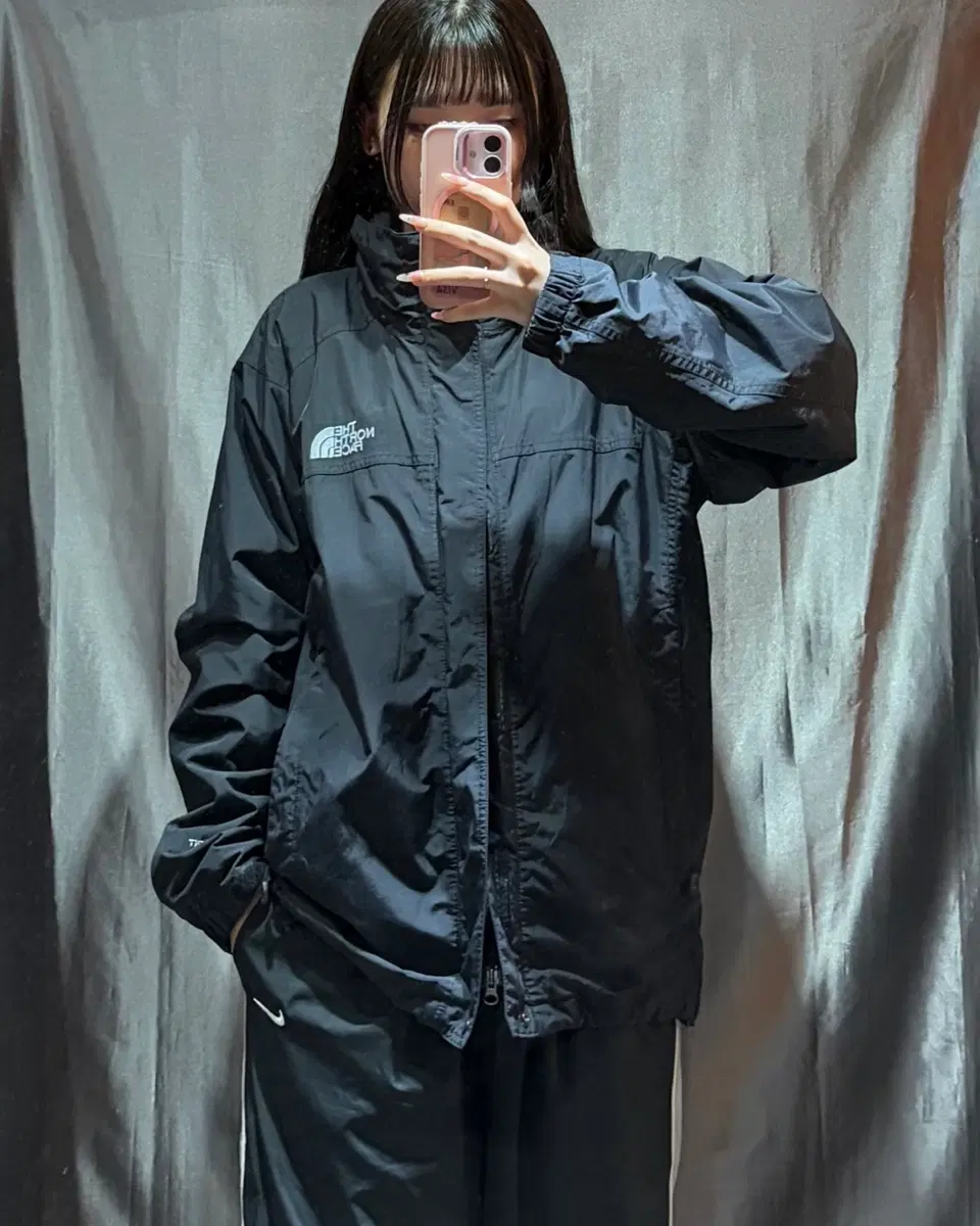 S NORTH FACE 노스페이스 하이벤트 블랙 나일론 후드 자켓