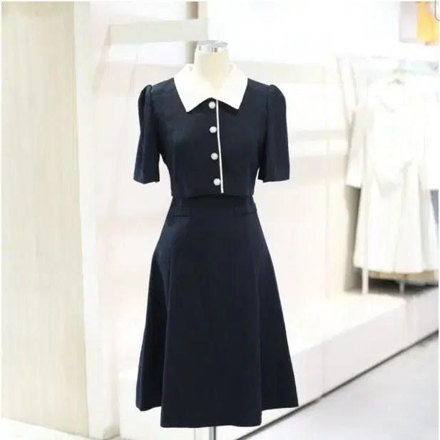 jj지고트 트위드 카라 원피스