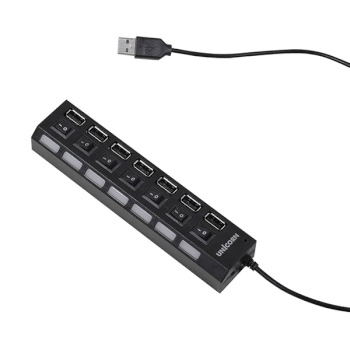 아답터포함 개별스위치 7포트 USB 허브 블랙