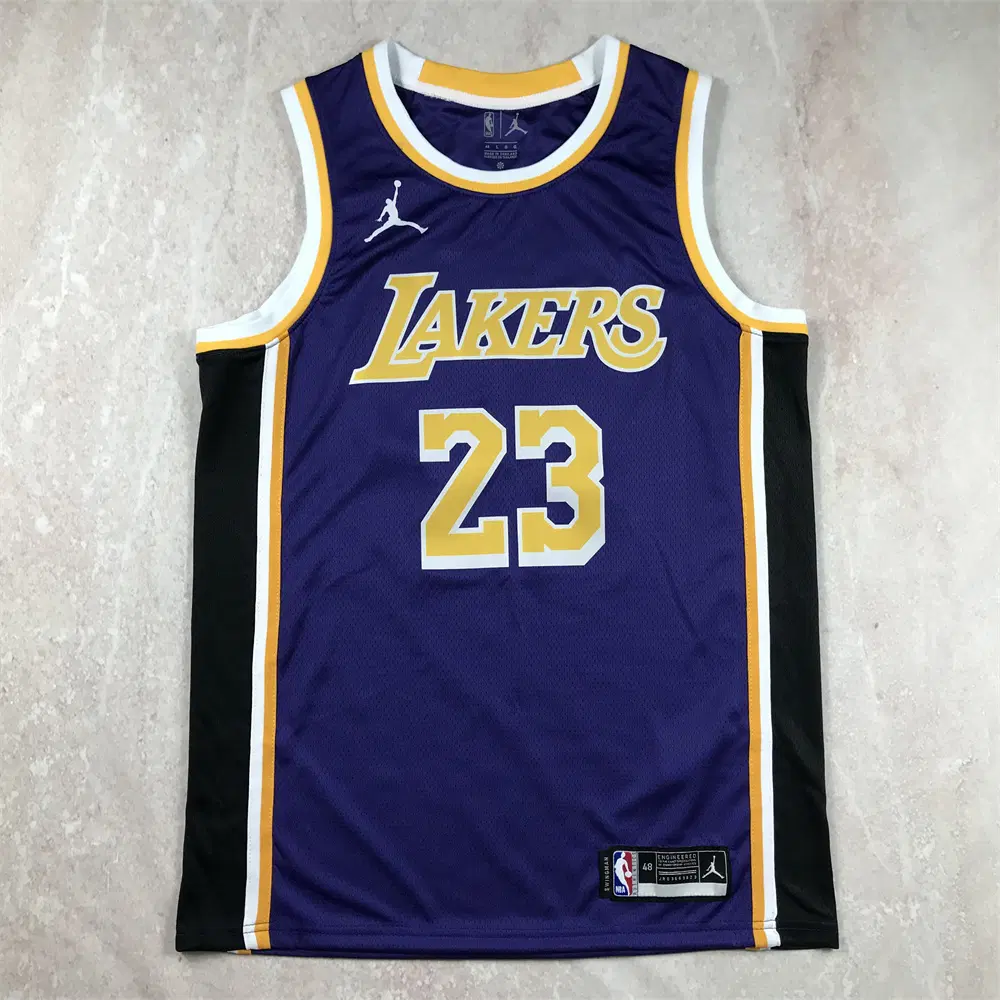 NBA 레이커스 JAMES 23번 조던 브랜드 퍼플 농구 유니폼 남녀공용 저지