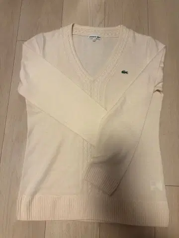 LACOSTE 라코스테 V넥 니트 스웨터 아이보리 44