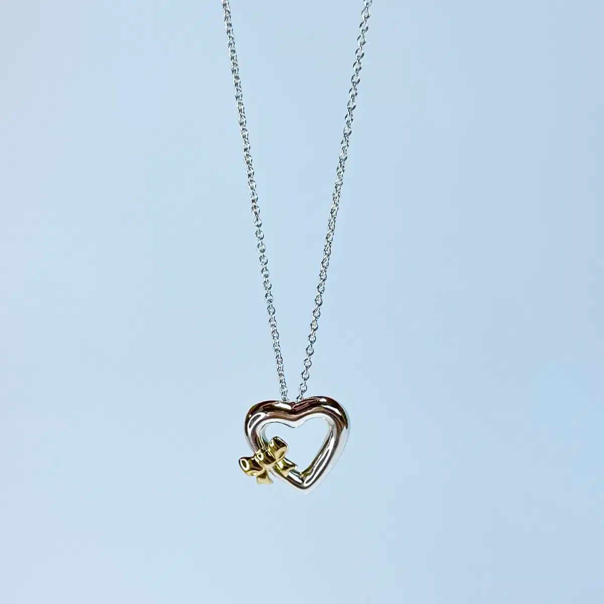 [S+급/풀구성] 티파니앤코 하트 리본 18K 콤비 골드 목걸이 925