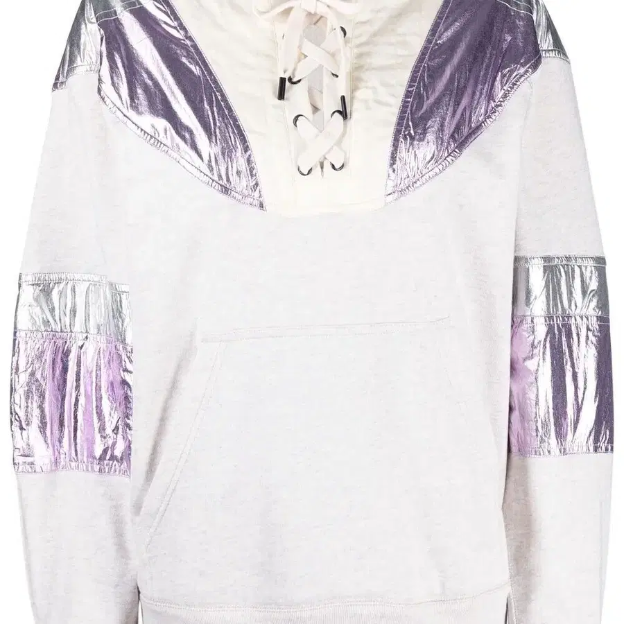 ISABEL MARANT metallic-panel lace-up hoodie