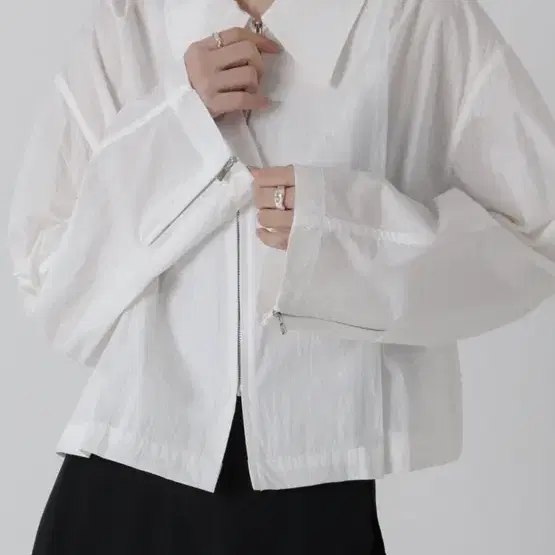 트리밍버드 셔츠 크롭 자켓 네이