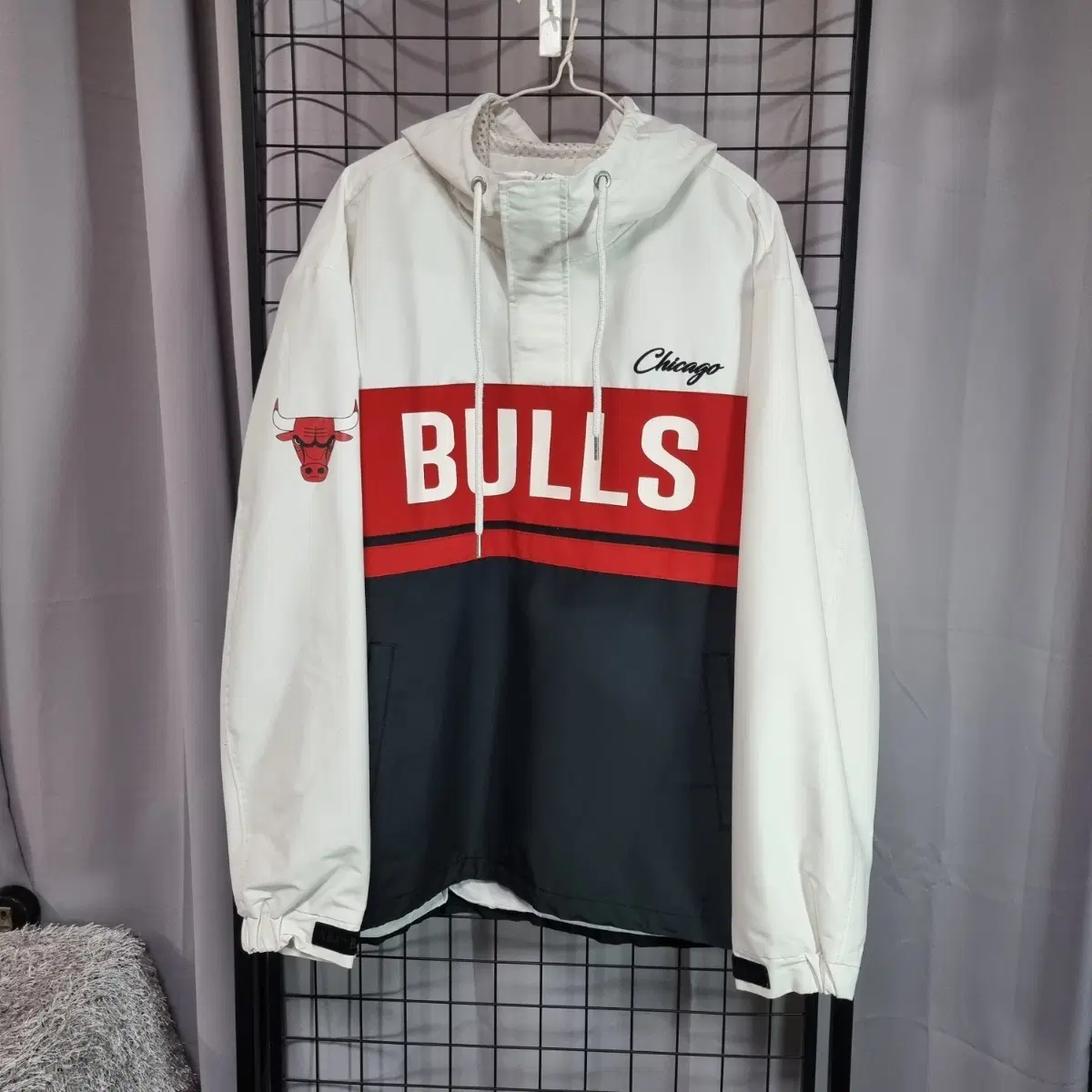 NBA 아노락 바람막이 시카고 불스 반집업 후드 우븐 점퍼 105 XL