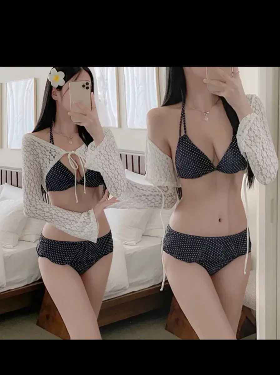 당고언니 리센느레이스가디건도트비키니SET 레이스볼레로비키니세트 커버업비키니
