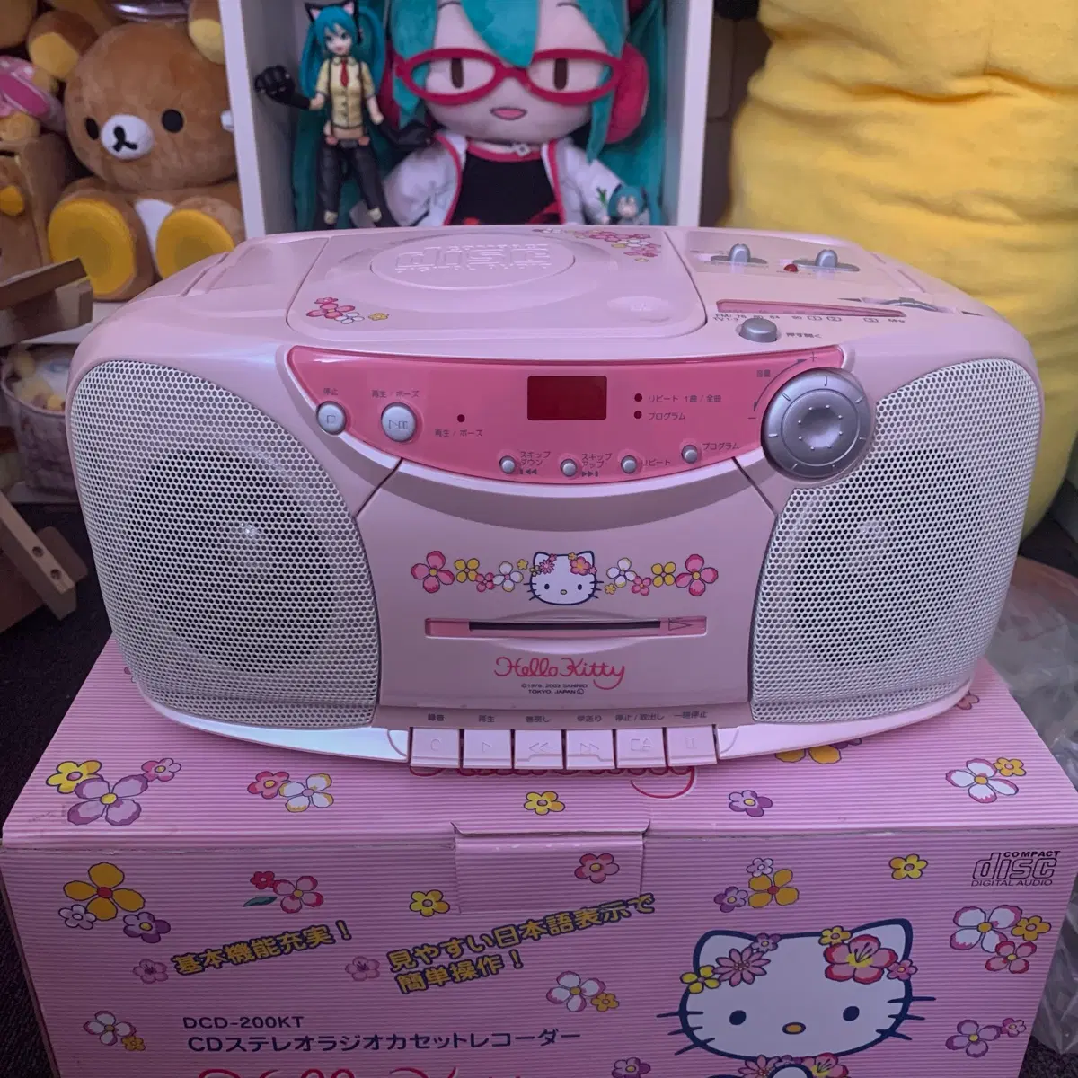 새상품 레어) 고전 키티 핑크 cd 플레이어 카세트 플레이어 테이프