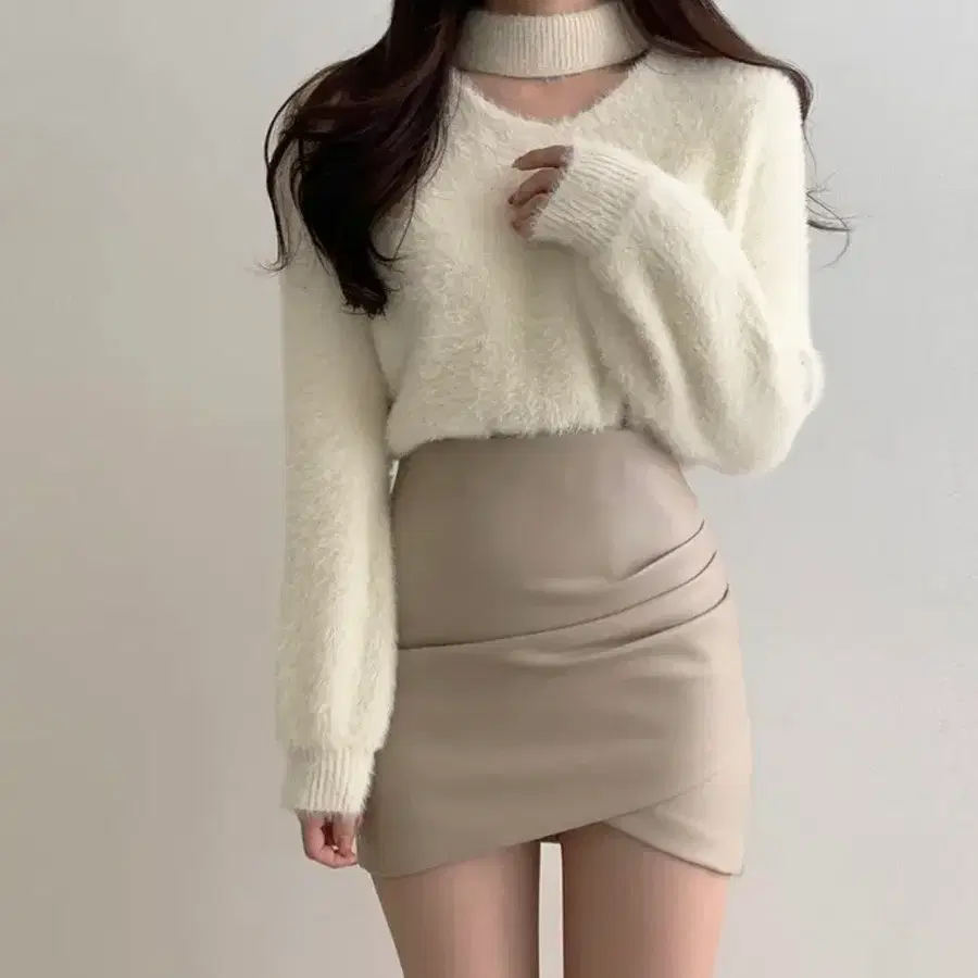 (단순개봉) 에이블리 랩 레더 미니스커트 4color