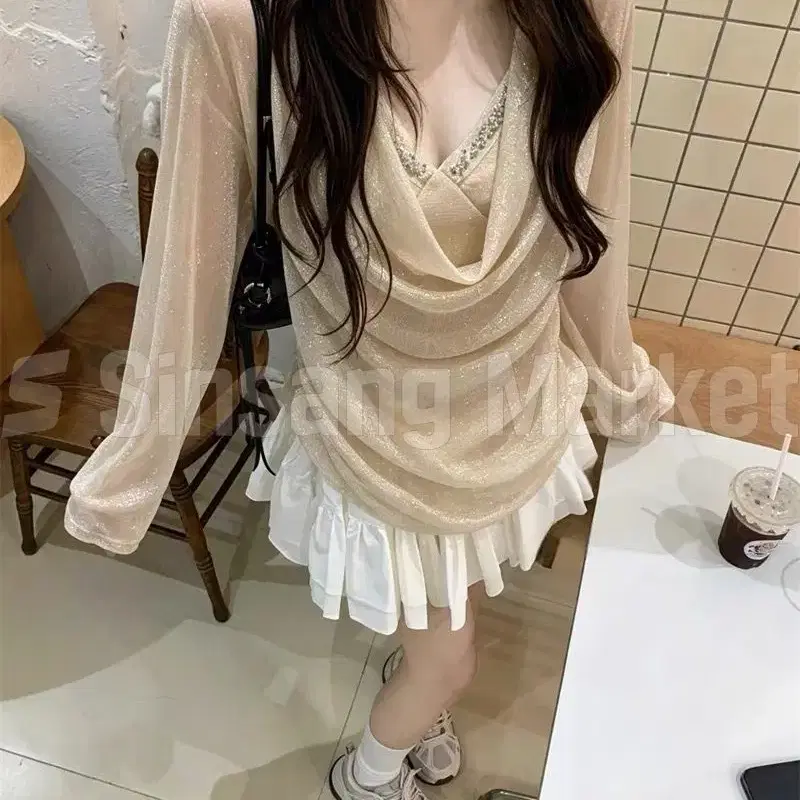 [빠른발송] 스톤 드레이프 t 레이어드 긴팔 펄 슬림 데일리