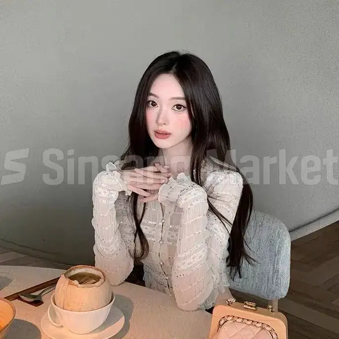 [빠른발송] 진주 스팽글 가디건 데일리 프릴 슬림