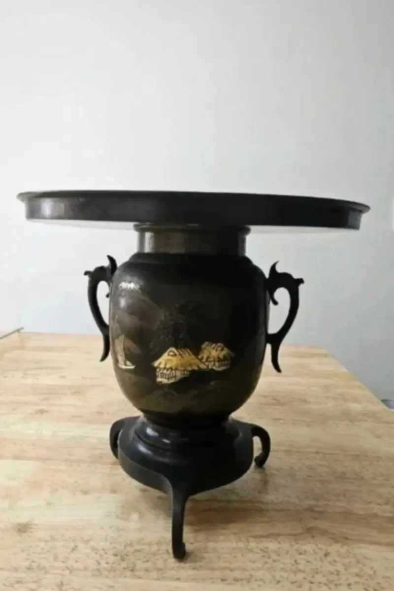 황동 동화병 ~접시길이 28cm 높이23cm