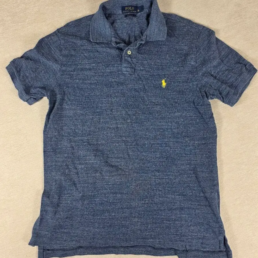 폴로 랄프로렌(Polo Ralph Lauren) 멜란지 커스텀핏 반팔 카라티 블루