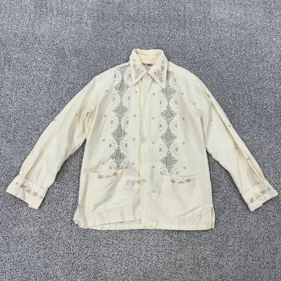 80-90s 실크 자수 셔츠