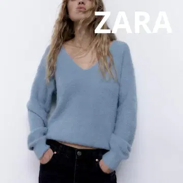 [새상품급] ZARA 인조 모피 니트 샤기 니트