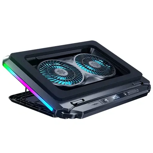 RGB 게이밍 노트북 듀얼쿨러 거치대 강력한 터보팬 초강력 방열 소음이 적습니다 13-21인치 풍력 조절 각도조절