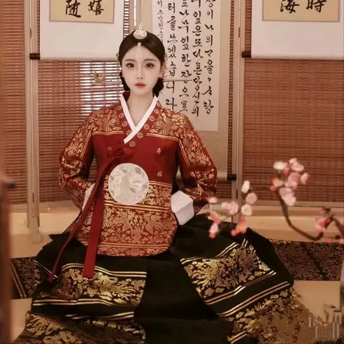 혼주한복 궁중 스타일 한복 여성용 상하 세트 어른 신부한복 드레스 커플한복 전통 드레스 사진 촬영용 의상