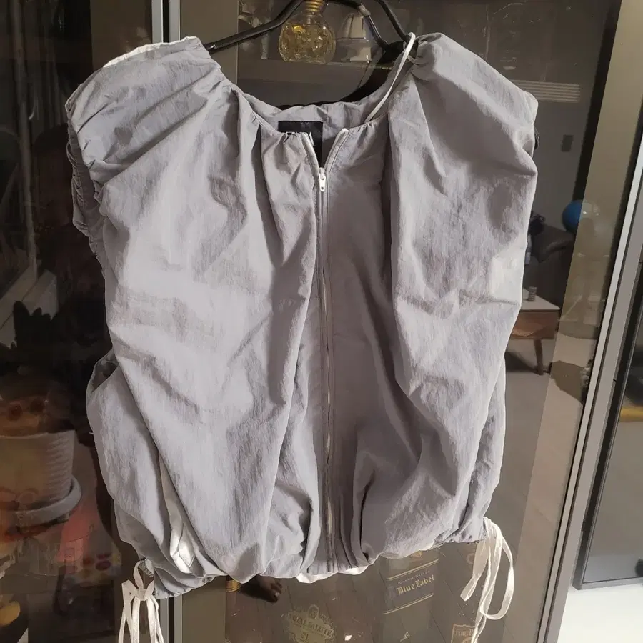 자라 크롭 집업 셔링 조끼 그레이 L