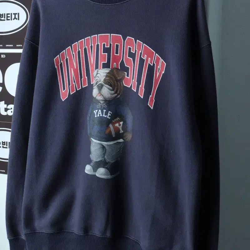 (L-XL) 예일 맨투맨 티셔츠 불독 네이비 에이징-H38782