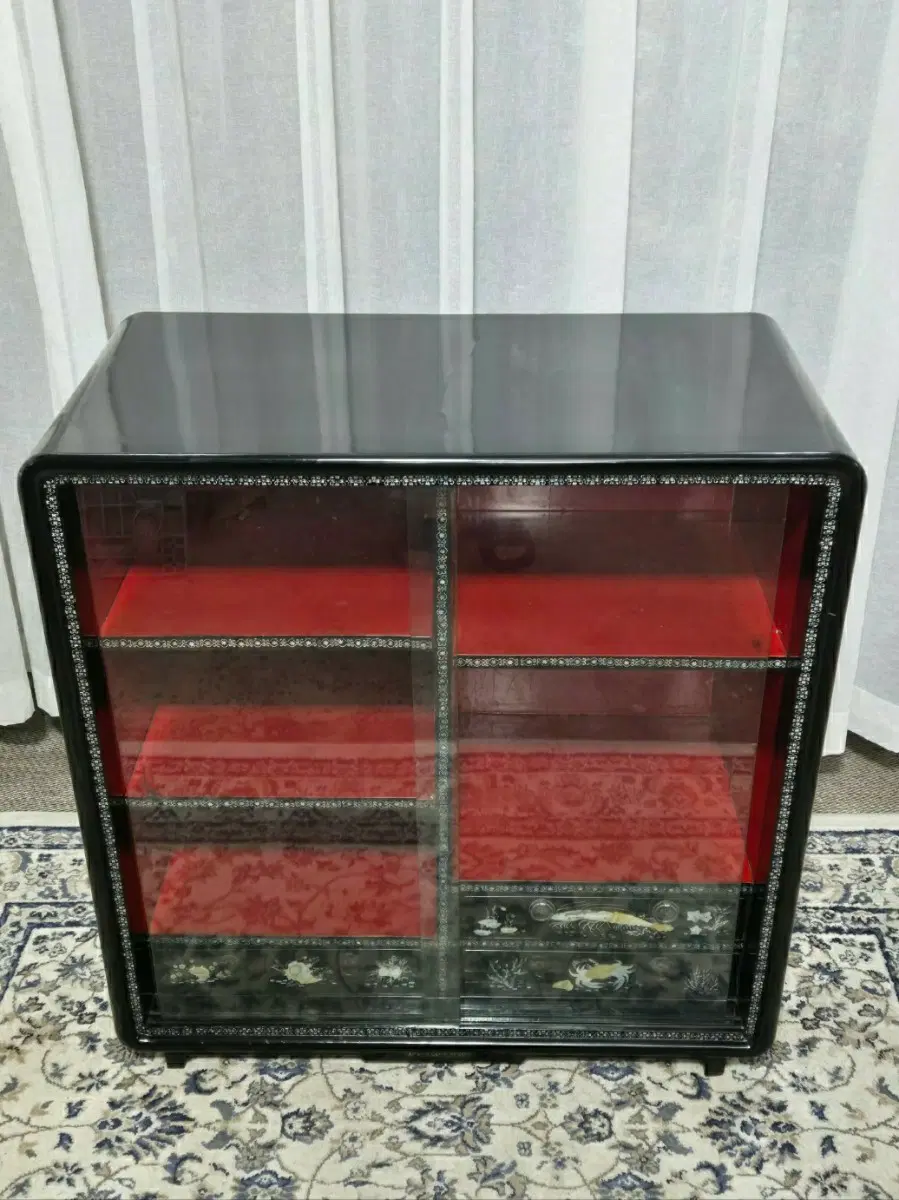 60S 빈티지 자개 흑칠 그릇장 찬장