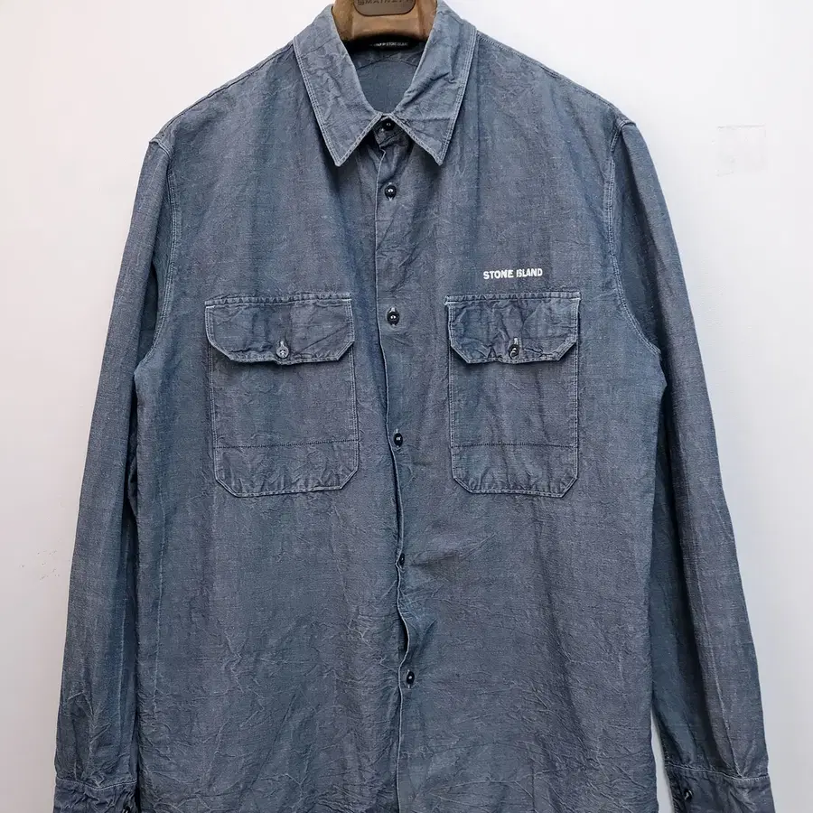 00s STONE ISLAND - indigo chambray pocket shirt [L]