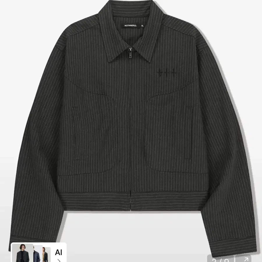 낫포너드 TR Stripe Cinch Back Crop Jacket -챠콜