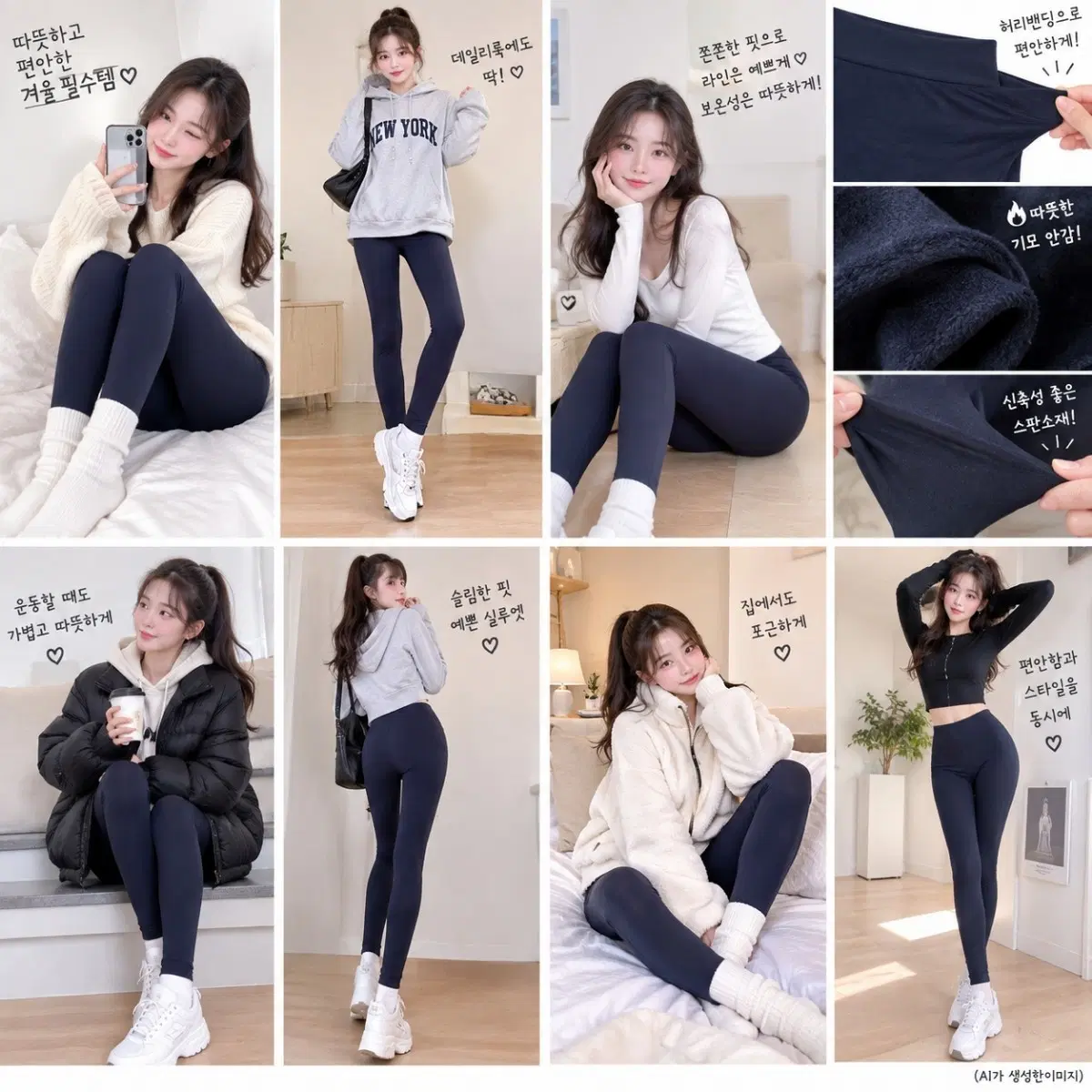 (새상품)기모 레깅스 네이비 55