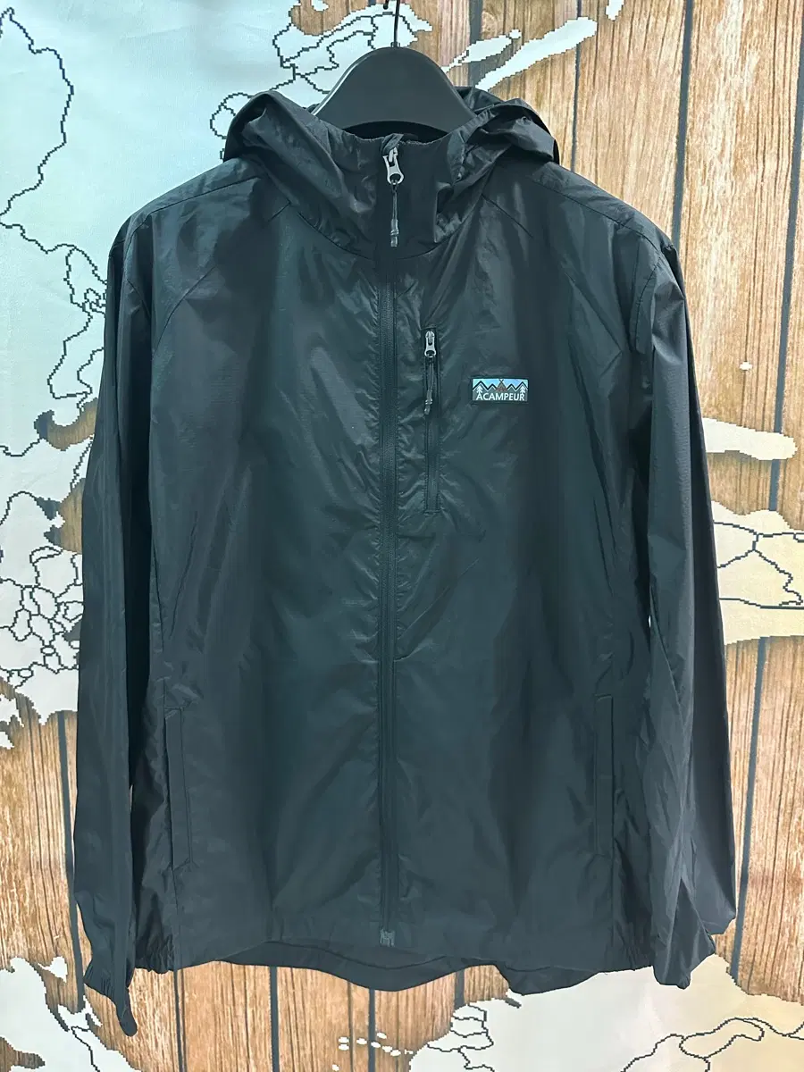 ACAMPEUR 아캠퍼 블랙 초경량 후드 바람막이 XL 105