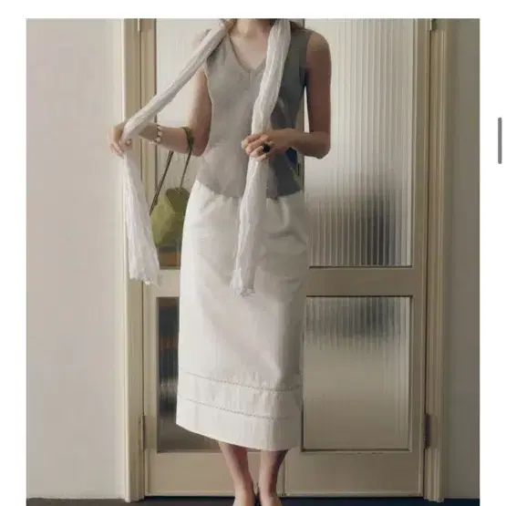 포유온 Mone Cotton Long Skirt (White)
