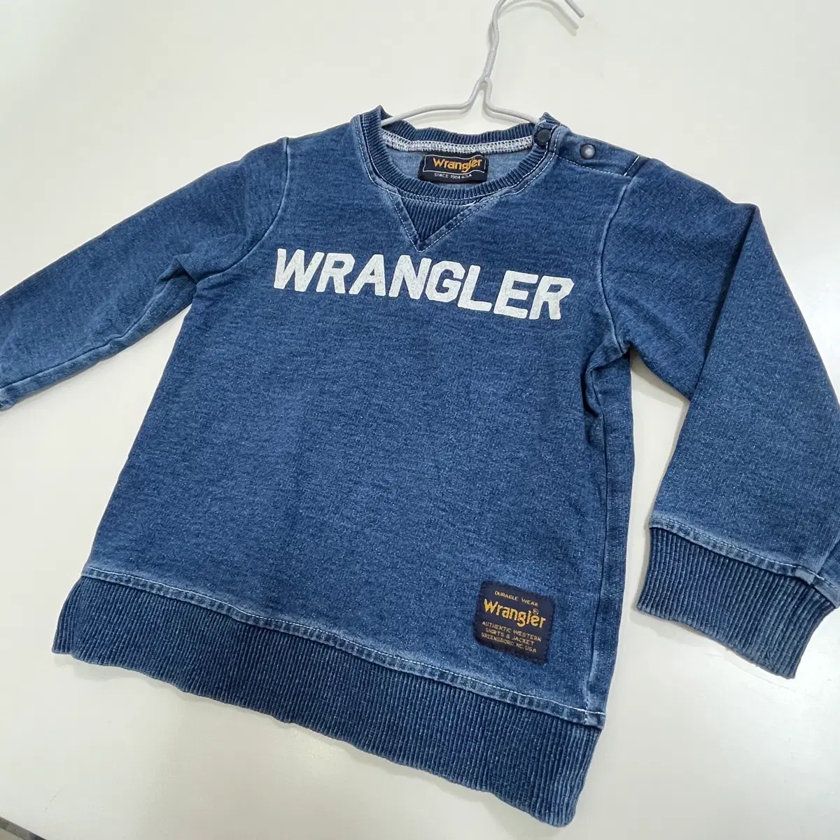 일본 90 남아 Wrangler 피그먼트 데님 맨투맨