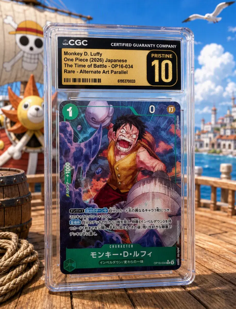 [CGC 10 프리스틴] 원피스 카드 TCG 몽키 D 루피 알트 아트패러렐 Op16-034 결전의 시간(일어판)