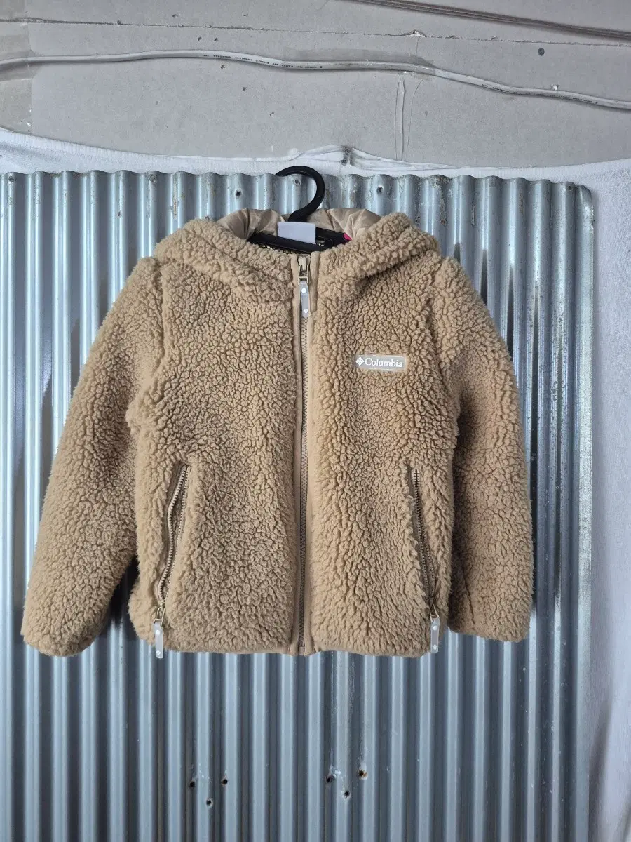 110 컬럼비아 키즈 양털 후리스 후드 집업 베이지
