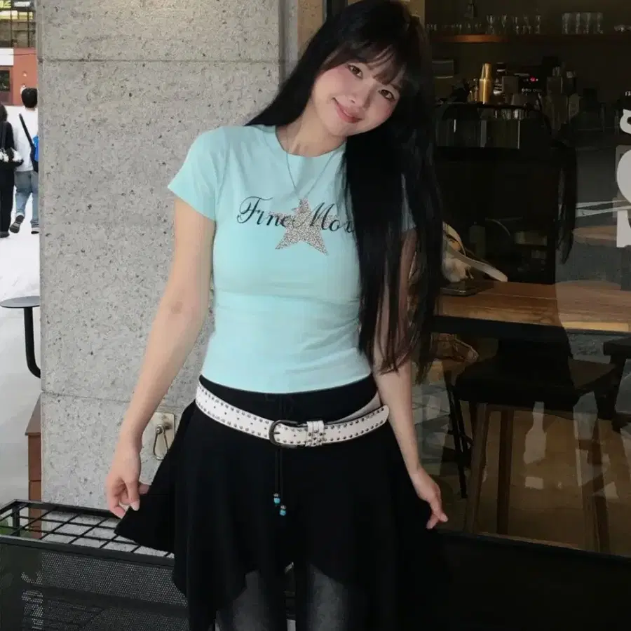 2WAY 트립 언발란스 골지 튜브탑 스커트_(black)
