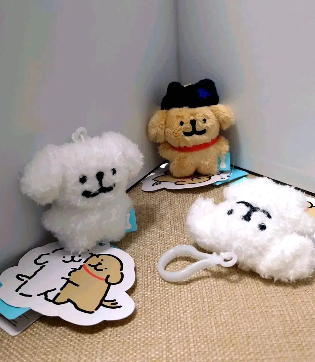 Maltese 말티즈 강아지 인형 키링 3개 세트