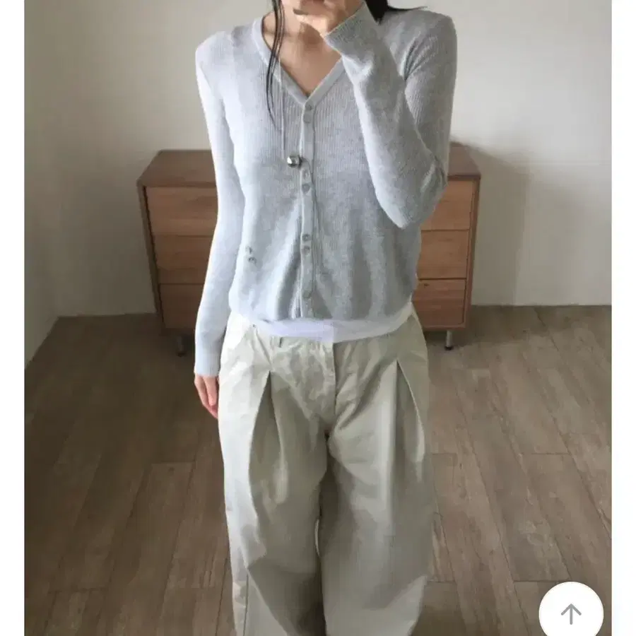 베베 버튼 브이 가디건 그레이