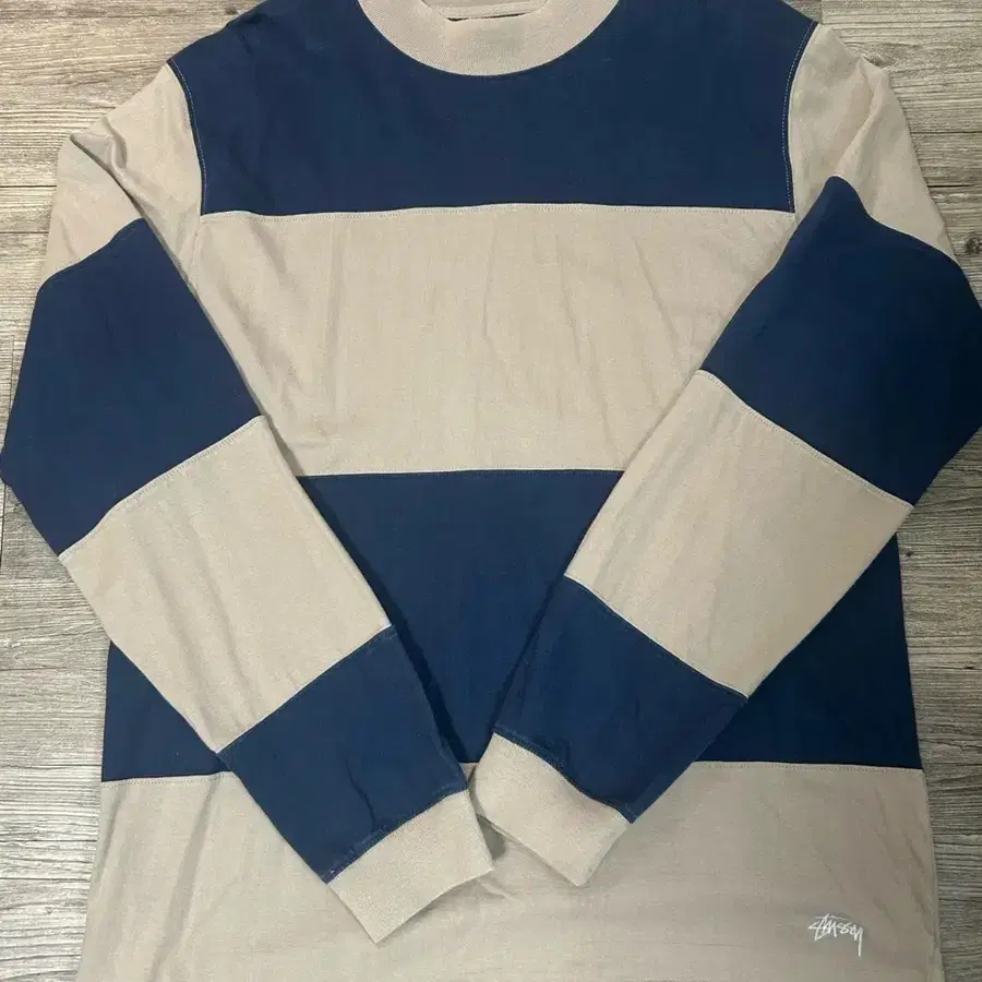 [급처] 스투시 SS14 패널드 스트라이프 크루넥 XL