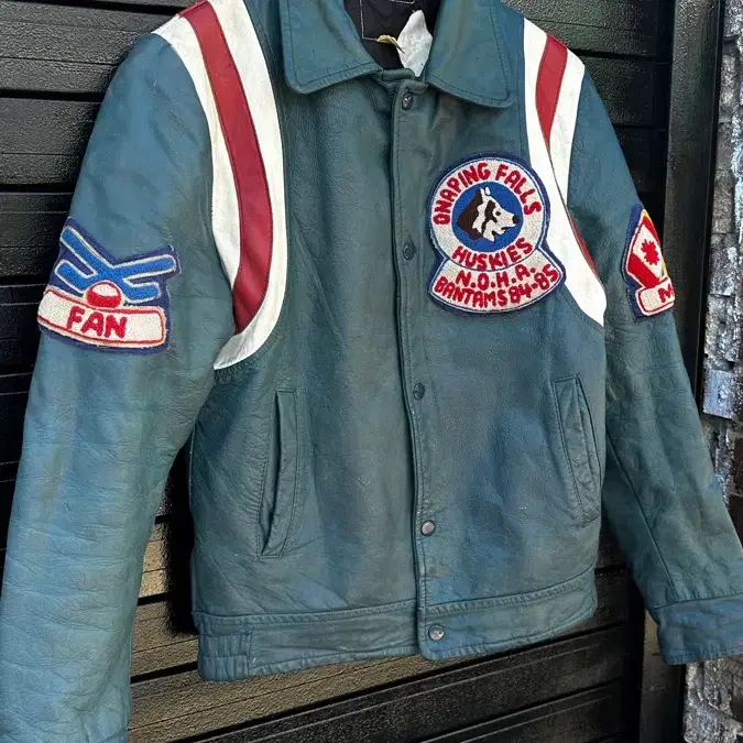 80s Canada sportswear onaping falls leather jacket